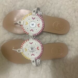 Jack Rogers Georgica Sandals Genuine Leather White Flat Boho Flop